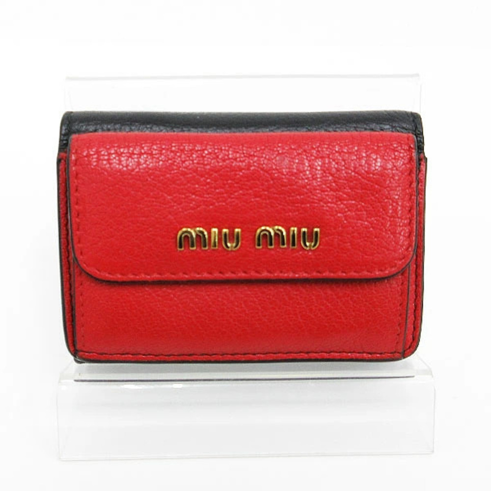 Miu Miu Tri fold Wallet Compact Red Black